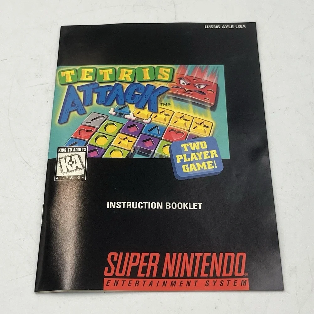 Tetris Attack (Super Nintendo SNES, 1996) Cart And Manual Tested Authentic